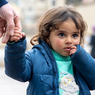 Ei jente holder en hånd, Syria