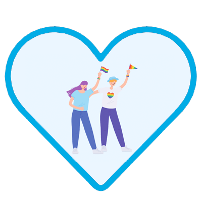 To mennesker med prideflagg i hjerte